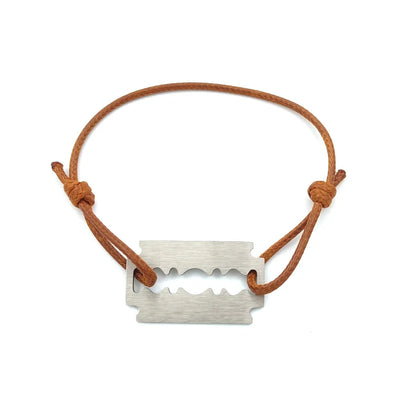 1 Stylish And Adjustable Stainless Steel Shaving Blade Bracelet With Colorful Lucky Bracelet