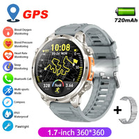 GPS Smartwatch for Men 1.7 HD Screen Military Smart Watch Flashlight IP68 Waterproof ⌚️
