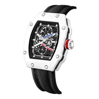 Stainless Steel Case with Sporty Nylon Strap Men's Ultra-thin Tonneau Quartz Watch ⌚️