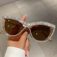Rhinestones Cat Eye Sunglasses Stylish Women Shades Designer Sunglasses 🕶️