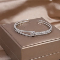 Fashion jewelry two-color plated zircon letter X opening bracelet 💎