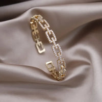 Fashion jewelry two-color plated zircon letter X opening bracelet 💎
