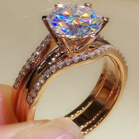 Rose Gold Color Rings for Women Classic 6 Claws Designed Cubic Zirconia Rings 💍