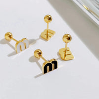 Stainless Steel Letter M Stud Earrings Brand Earrings ✨