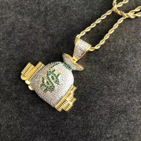 Diamond  Hip Hop Necklace Shiny Cubic Zirconia Wallet Pendant 💎