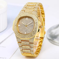 Nautilus Style Luxury Diamond Unisex Watches Hip Hop Calendar Quartz Wristwatches ⏱️