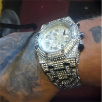 Luxury Watches Men Automatic Date Waterproof Quartz Clock Hip Hop Iced Diamond 💎