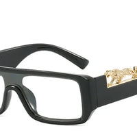 Square Frame One-piece Narrow-Brimmed Leopard Sunglasses 🕶️