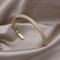 Fashion jewelry two-color plated zircon letter X opening bracelet 💎