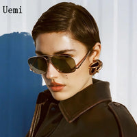 Fashion Oversized Oval Sunglasses Men-Women Vintage Punk Metal Frame Sunglasses 🕶️