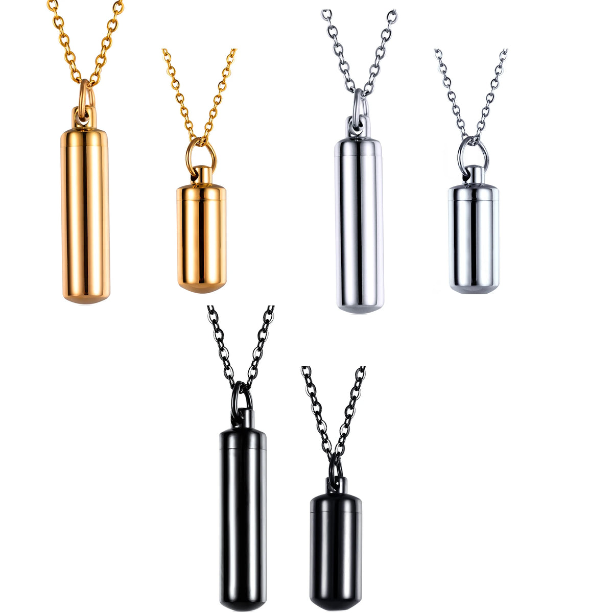 Cylinder Pendant Charm Stainless Steel Cremation Memorial ⛓