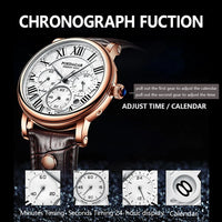 Luxury Watches For Men Chronograph Date Man Quartz Watch Waterproof Leather ⌚️