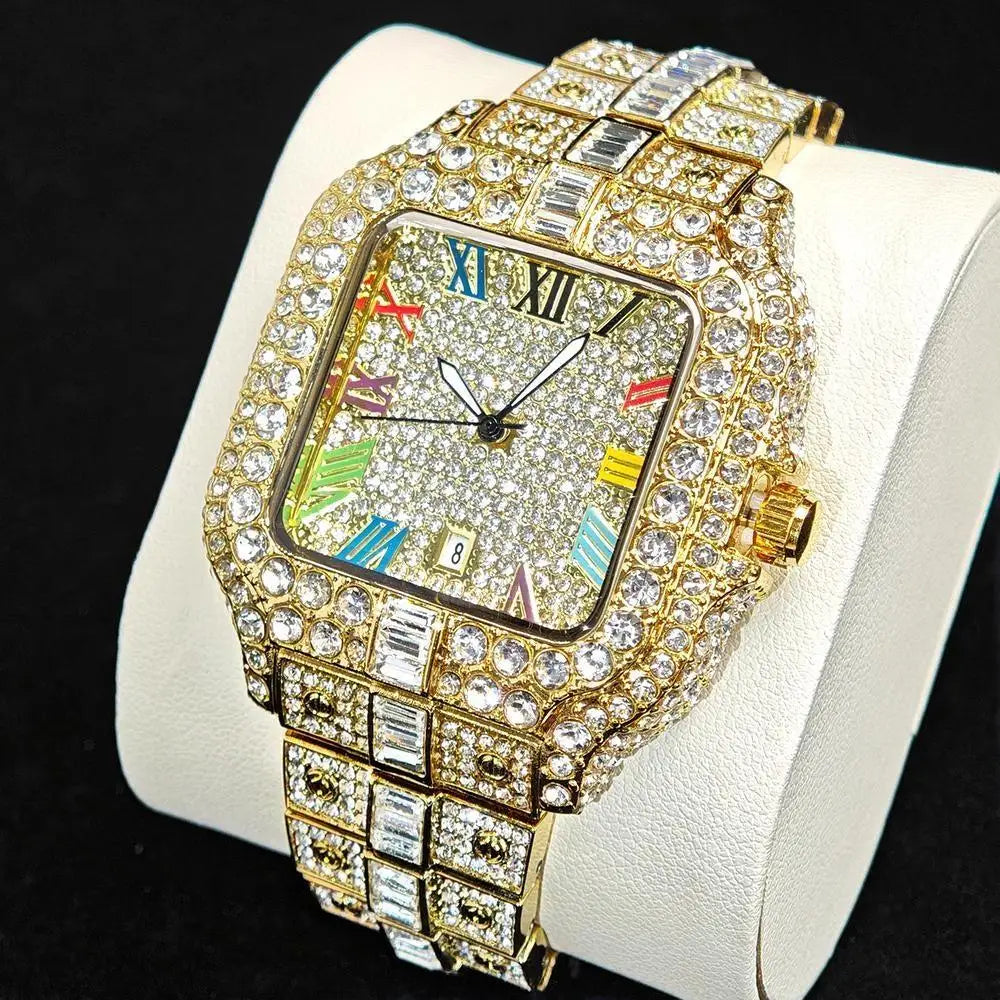 Ice Watches Men Luxury Stainless Steel Colored Roman Literal Wristwatch💎