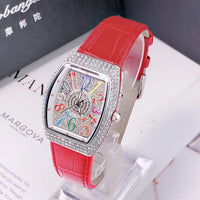 Ladies Watch Full Rhinestone Arabic Numeral Dial Design Leather ⌚️