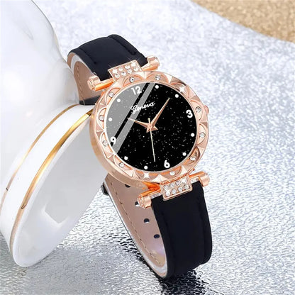 Luxury Rhinestone Women's Watches 5Pcs Set  Women Fashion Elegant Wristwatch 💎