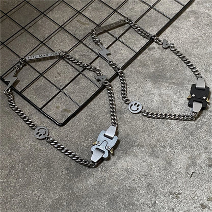 Titanium Steel Street Men Letters Metal Safety Buckle Necklace Fashion Jewelry ✨