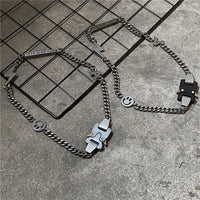 Titanium Steel Street Men Letters Metal Safety Buckle Necklace Fashion Jewelry ✨