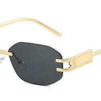 Rimless Oval Sunglasses for Women Trendy Metal Frame Frameless Square⌚️