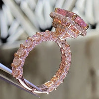 Square Pink Synthetic Zirconia Ring Jewelry 💍