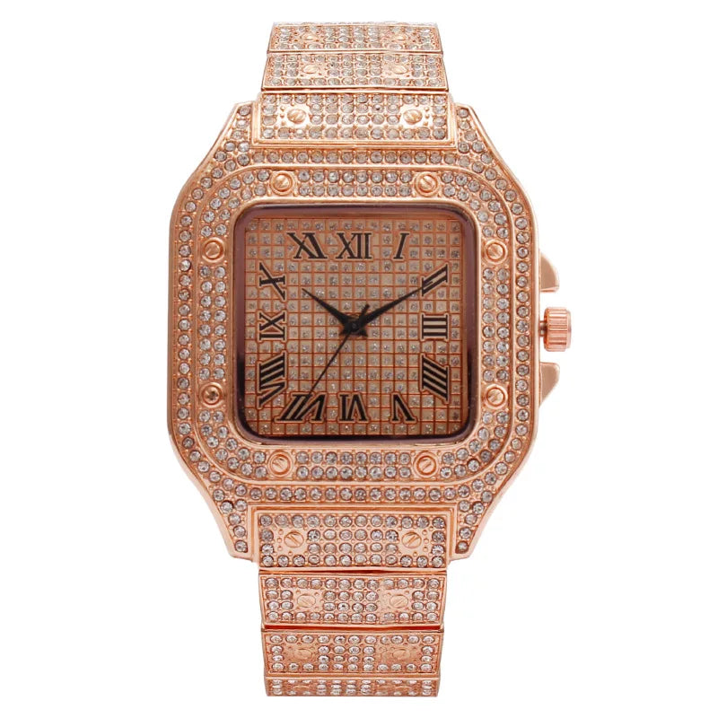 Santos Style Luxury Diamond Watch Unisex Quartz Wristwatches ⏱️
