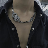 Titanium Steel Street Men Letters Metal Safety Buckle Necklace Fashion Jewelry ✨