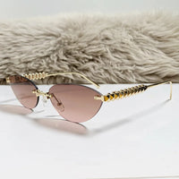 Cat Eye Rivet Rimless Sunglasses Women Luxury Sun Glasses Shades 🕶️