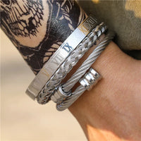 - Luxury Royal King Crown Bracelet Set For Men Stainless Steel Bangle 👑
