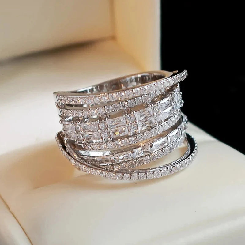 Shiny Zirconia Ring Luxury Female Wedding Party Jewelry ✨