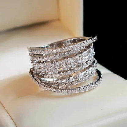 Shiny Zirconia Ring Luxury Female Wedding Party Jewelry ✨
