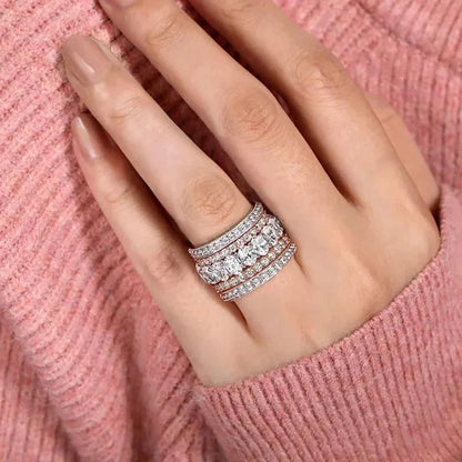 Noble Elegant Wide Rings for Women Chic Bright Fashion Dazzling Cubic Zirconia 💎