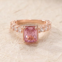 Square Pink Synthetic Zirconia Ring Jewelry 💍