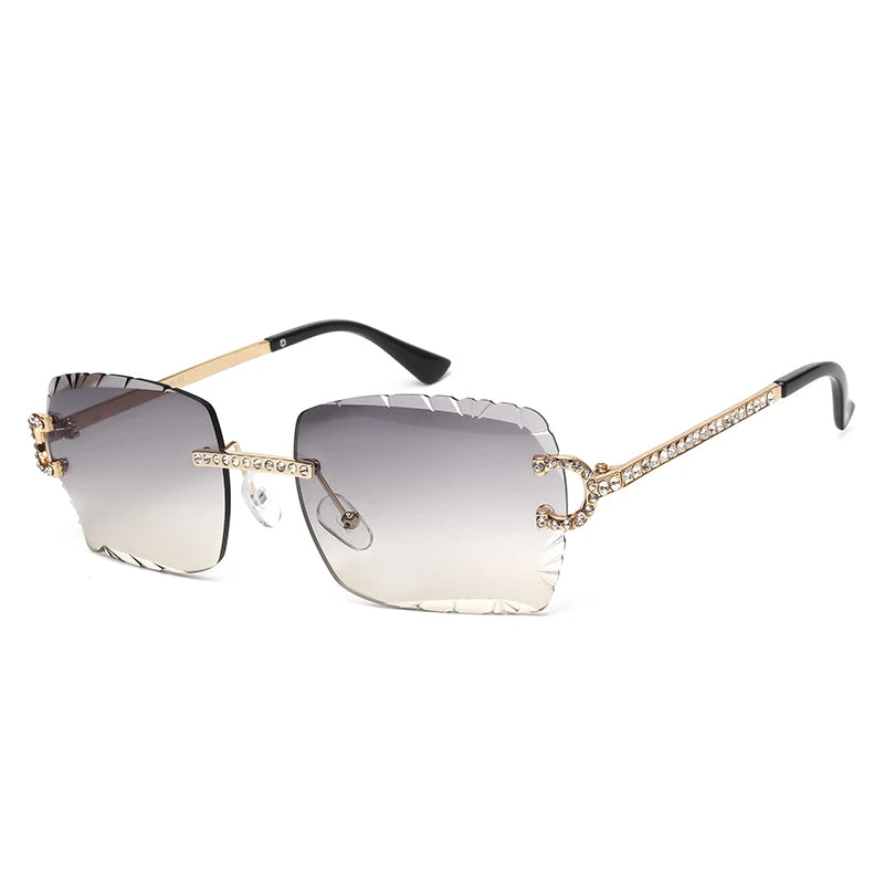 Diamond Cut Lens Shades Eyewear Men Retro Frameless  👓