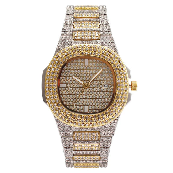 Nautilus Style Luxury Diamond Unisex Watches Hip Hop Calendar Quartz Wristwatches ⏱️