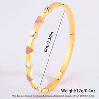 18K Gold Plated Stainless Steel Pink Crystal Love Heart Bracelet Jewelry ✨
