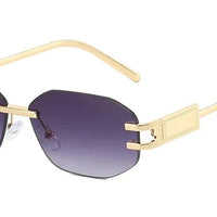 Rimless Oval Sunglasses for Women Trendy Metal Frame Frameless Square⌚️