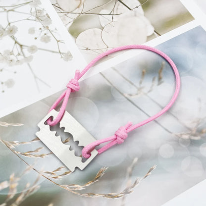 1 Stylish And Adjustable Stainless Steel Shaving Blade Bracelet With Colorful Lucky Bracelet