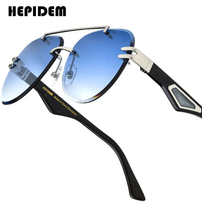 Buffalo Horn Sunglasses Men Famous Luxury Brand Design Rimless Sun Glasses
