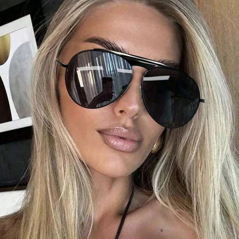 Oversized Pilot Sunglasses Women Top Quality Mirror Driving Cool Sunglasses 🕶️