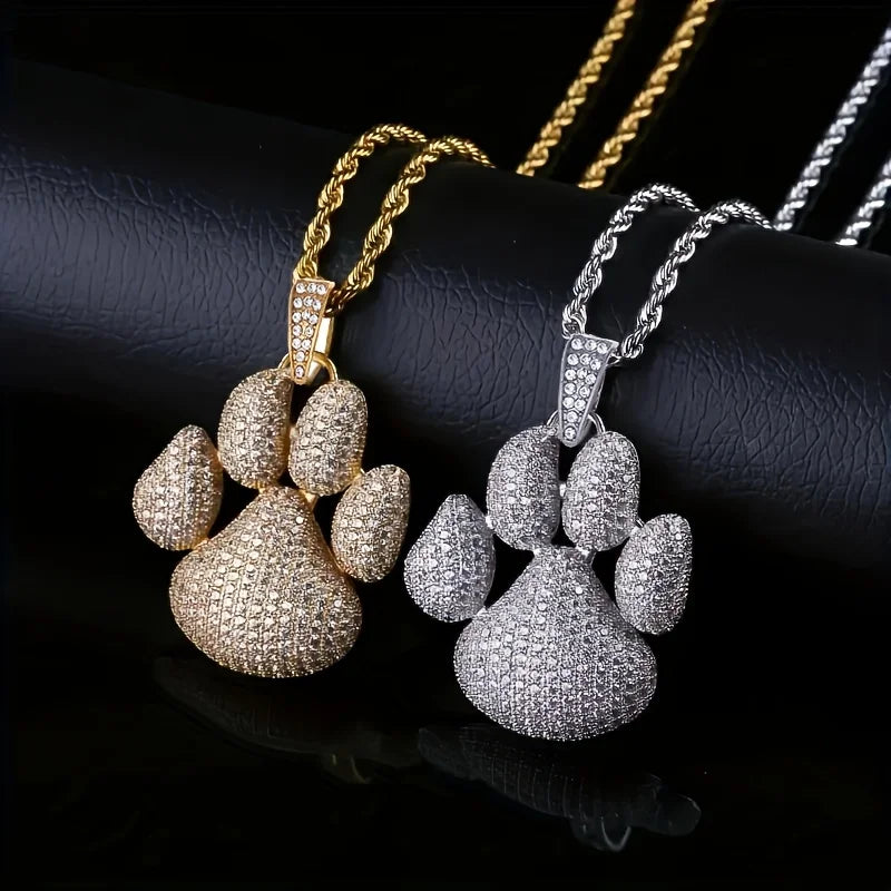 Hip Hop Ice Dog Claw Pendant Synthesis Zirconia Bear Claw Necklace Men Women 💎