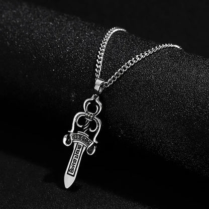 CRH Knight Star Large Sword Pendant Men's Punk Versatile Long Necklace ⚜️