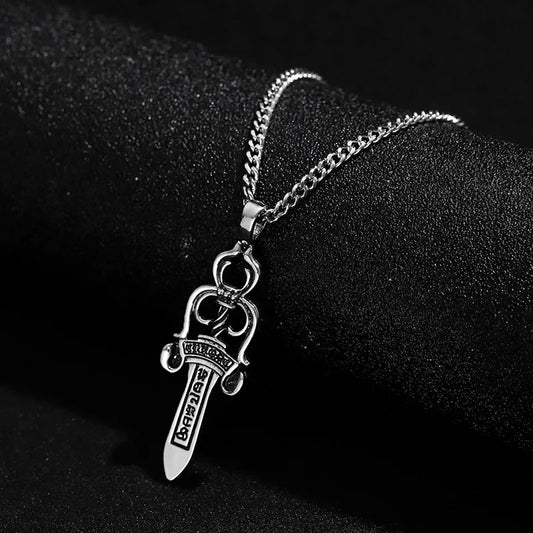 CRH Knight Star Large Sword Pendant Men's Punk Versatile Long Necklace ⚜️