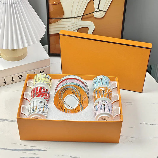 Home light luxury bone china cup and plate set, European popular style ✨🧡