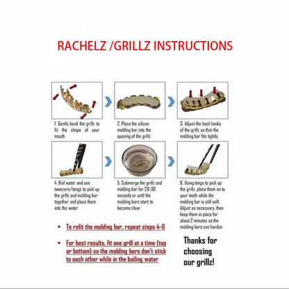 Hip Hop 10/10 Iced Out CZ Stone Teeth Grillz Punk Rapper Cubic Zirconia 💎