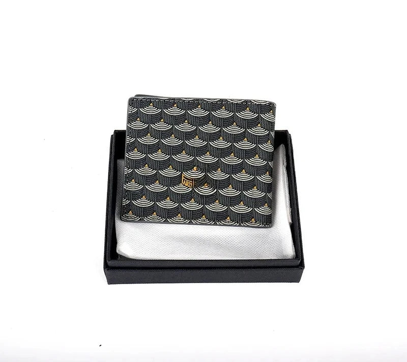 New Fish Scale Pattern Printed Wallet, Genuine Leather Card Holder, Canvas Coin Purse, Small Bag for Men and Women