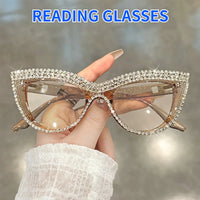 Rhinestone Trendy Reading Glasses for Women Retro Square 🕶️