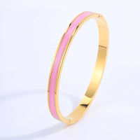 18K Gold Plated Stainless Steel Pink Crystal Love Heart Bracelet Jewelry ✨