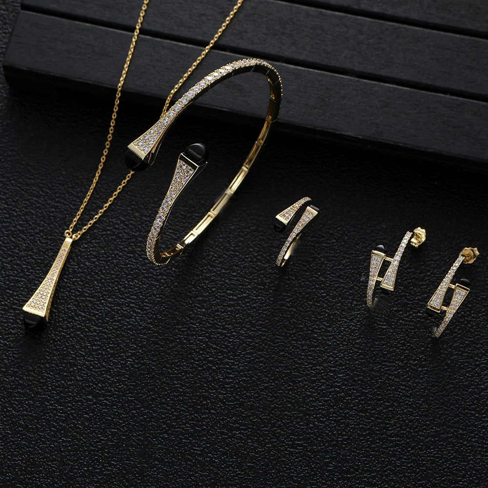 Cubic Zircon 4pcs Waterdrop Jewelry Sets