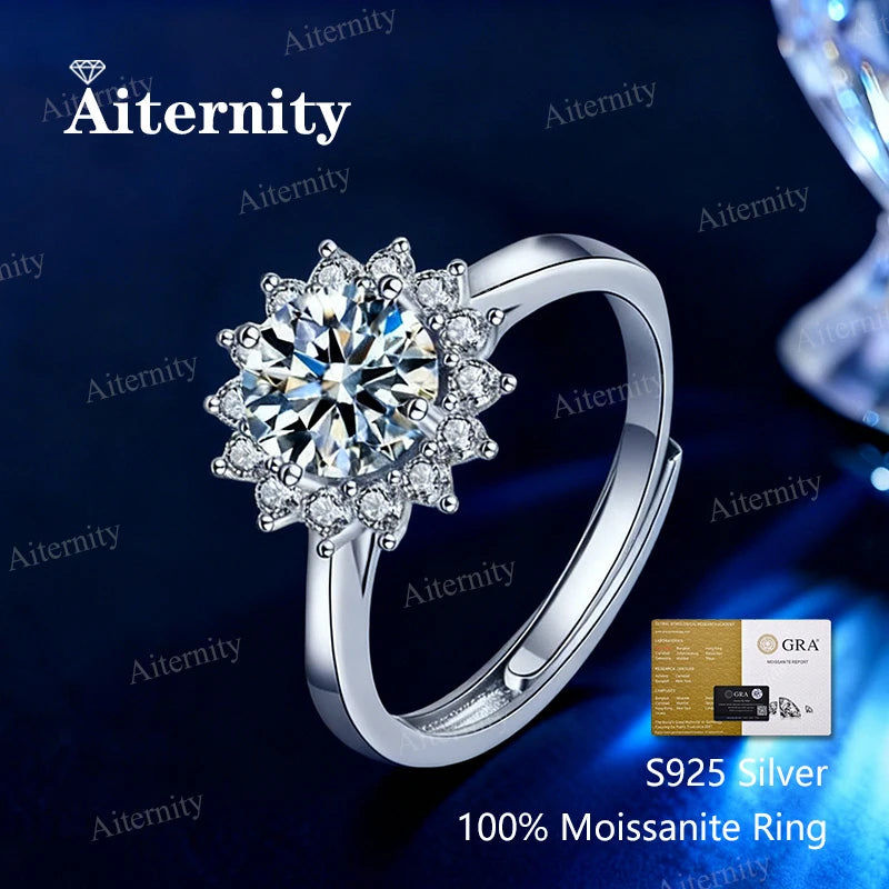 Moissanite Women's Ring Real 925 Sterling Silver D Color Heart-shaped Shining Ring 💍