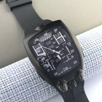 Black Business Hollow Design Undefeated Watch Men Rubber Strap ⏱️