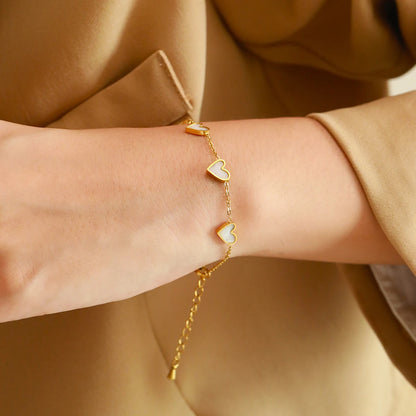 Romantic Heart Love Bracelet for Women Multi-color Stainless Steel Bracelet Gold Plated✨